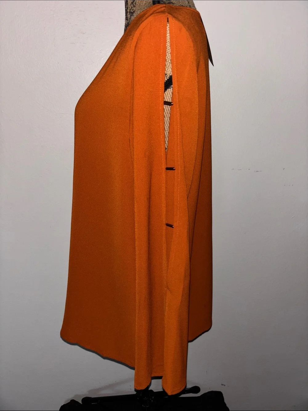 Michael Kors Burnt Orange open Long Sleeve Boatneck Blouse